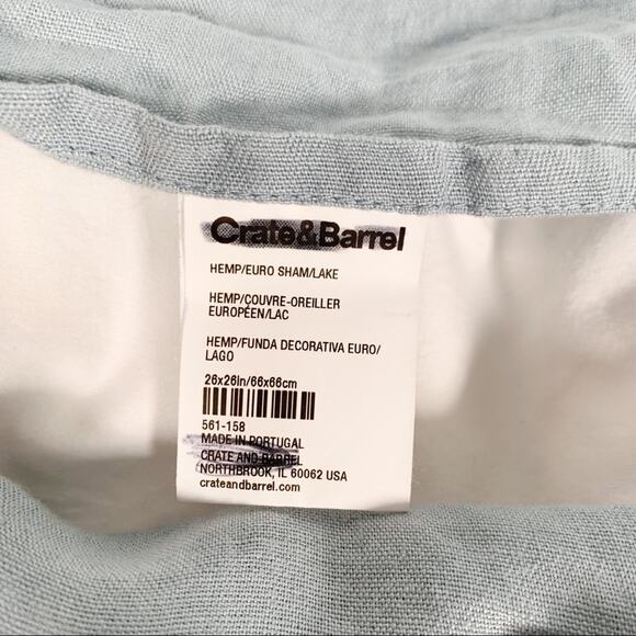 Crate & Barrel Lake Natural Hemp Fiber Euro Sham - Picture 6 of 11